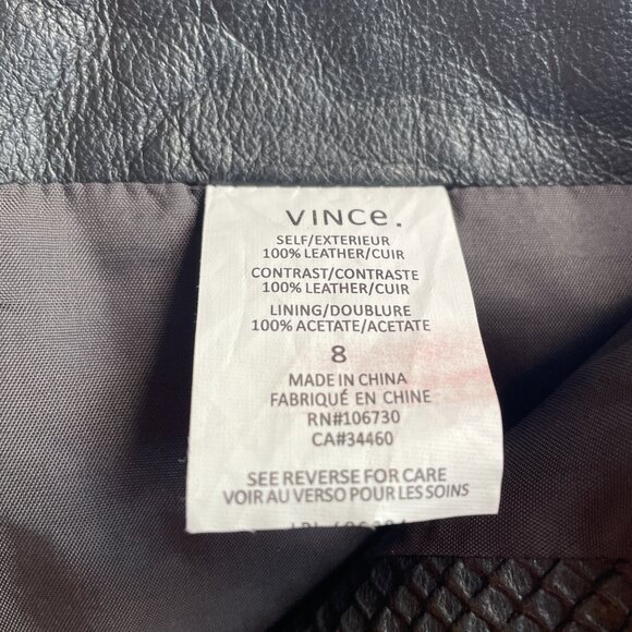 VINCE Pencil Skirt Snake Embossed Wrapped Leather Pockets Lined Graphite Size 8 - Picture 12 of 16